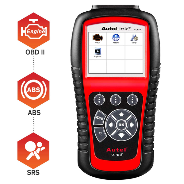 Autel AutoLink AL619 Scanner Automotivo OBD2 : Diagnóstico ABS & Airbag SRS