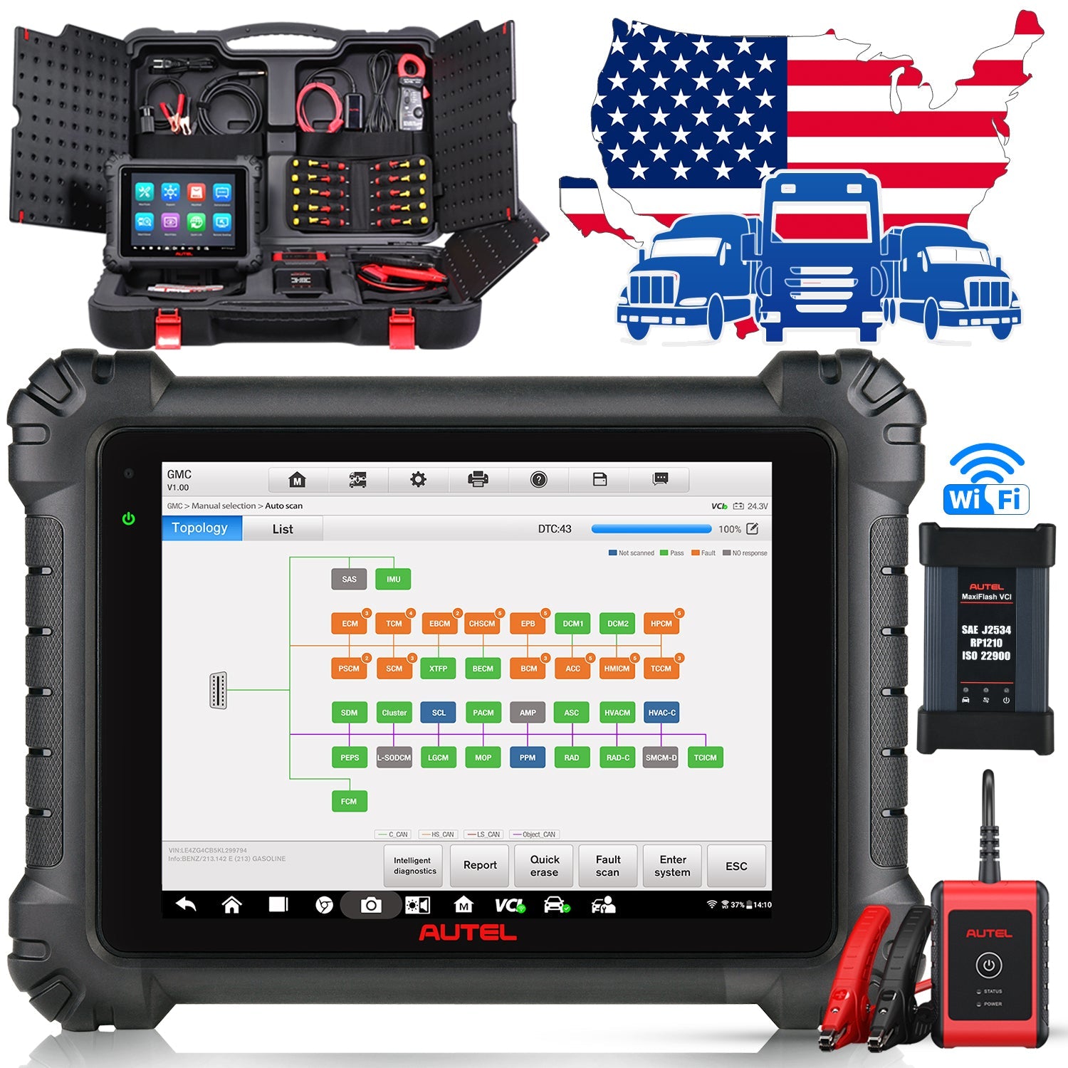 Scanner Diagnóstico Bidirecional Pesado Autel Maxisys MS909CV- Autel Brasil