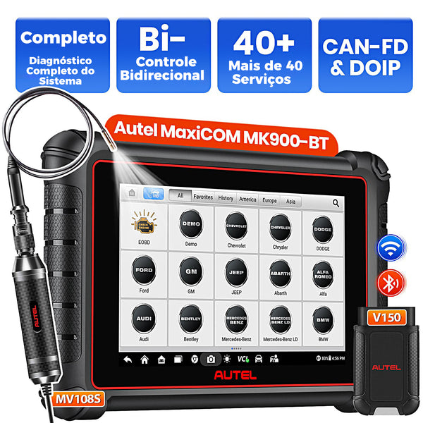 Autel MaxiCOM MK900BT Diagnóstico Scanner Automotivo Bluetooth com 98% dos modelos,Mais de 40 funções