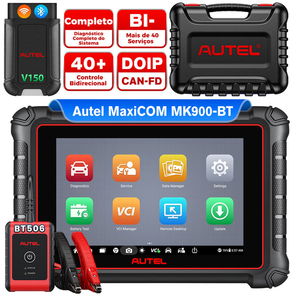 Autel MaxiCOM MK900BT Diagnóstico Scanner Automotivo Bluetooth com 98% dos modelos,Mais de 40 funções
